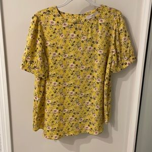 Loft yellow short sleeve shirt Large